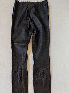 STOULS Black Lamb Leather Stretch Pants Leggings Size S Made in Portugal